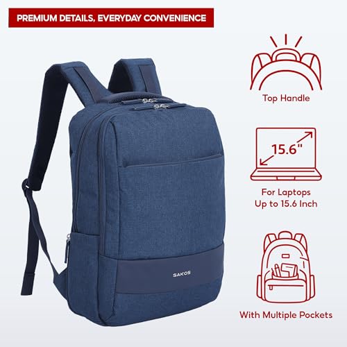 SAKOS Spirit 15.6 inch Laptop Backpack, Professional Travel Backpack Carry on Flight - TSA Approved, Water Repellent Laptop Backpack for Men & Women, College Backpack with Laptop Compartment - Blue - color: 2. Spirit - Blue