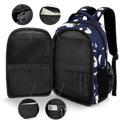 Navy Blue Volleyball Pattern Casual Backpack Daypack Bookbag Laptop Bag Custom Shoulders Backpacks for Gifts - color: Navy Blue Volleyball Pattern
