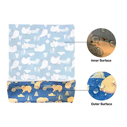 Waterproof and Reusable Wet Bag Diaper Stroller Water Resistant Swimsuit Travel Toiletries Yoga Gym Washable Carrier Small Medium Large Winter Animal 4 Pack - color: Winter Animal