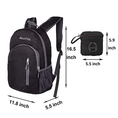 MounTop Outdoor Lightweight Foldable Water Resistant Backpack for Travel Hiking Riding - color: Black