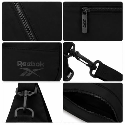 Reebok Unisex Crossbody Bag - Convertible Compact Durable Cross Body Bag for Women and Men - Gym and Travel Essentials, Size One Size, Berry Black - color: Berry Black