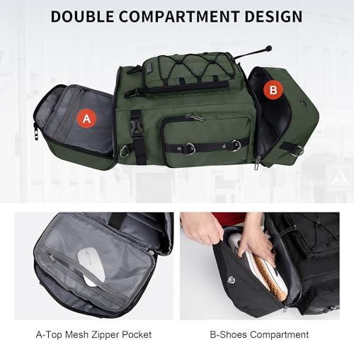 WITZMAN Travel Backpack for Men Women Carry on Bags for Airline Approved Convertible Duffle Luggage Backpack Shoe Compartment（B691 Light Green） - color: Green New