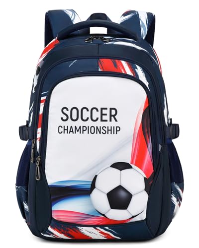 mezhsa Boys Backpack Kids Bookbag Durable Elementary Middle School Bags Soccer 18in (white) - color: White