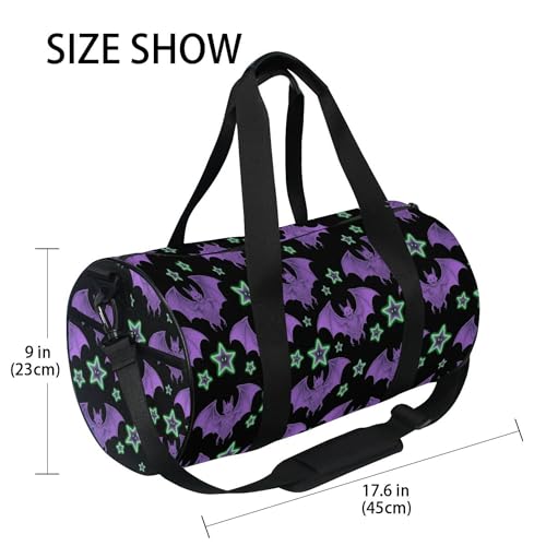 MNSRUU Sports Duffel Bags, Purple Bat Star Athletic Gym Bag Overnight Workout Travel Tote Luggage for Men Women Yoga - color: Bat A18624