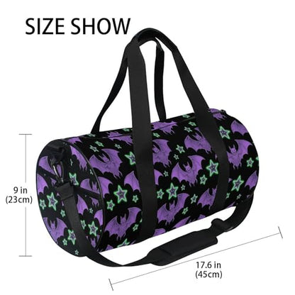 MNSRUU Sports Duffel Bags, Purple Bat Star Athletic Gym Bag Overnight Workout Travel Tote Luggage for Men Women Yoga - color: Bat A18624