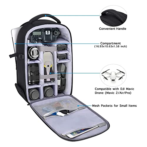 MOSISO Camera Backpack, DSLR/SLR/Mirrorless Photography Camera Bag 15-16 inch Waterproof Hardshell Case with Tripod Holder&Laptop Compartment Compatible with Canon/Nikon/Sony, Black - color: Black