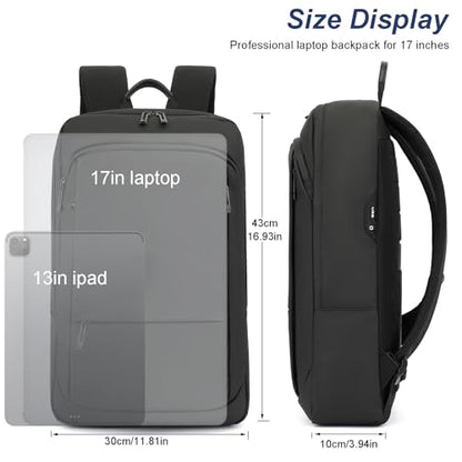 AUGUR Slim Backpack for Men 17 inch Laptop Backpack Computer Notebooks Lightweight Water Resistant Backpacks For Travel/Business/Work - color: 17 Inch Black