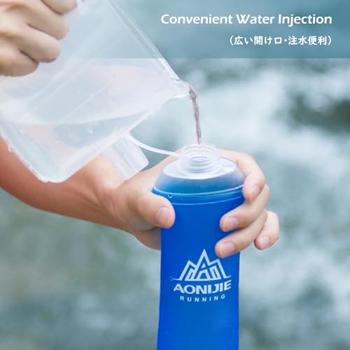 TRIWONDER TPU Soft Folding Water Bottles BPA-Free Collapsible Flask for Hydration Pack - Ideal for Running Hiking Cycling Climbing (450ml/15.22oz - Pack of 2) - color: 450ml/15.22oz - Pack of 2