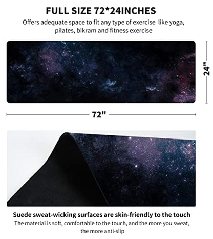 nuveti Printed Travel Yoga Mat-1/16 Inch Thick Non Slip Fitness Workout Mat with Carrying Bag, Foldable Lightweight Suede & Natural Rubber Yoga Mat for Yoga Pilates and Fitness 72" L x 24" W x 1.5mm - color: YinXing