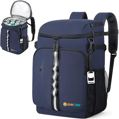 SUN CUBE Cooler Backpack 33 Can, Leakproof Insulated Backpack Cooler for Men Women, Camping Cooler Backpack for Beach Travel Hiking, Waterproof Lunch Backpack - color: Navy