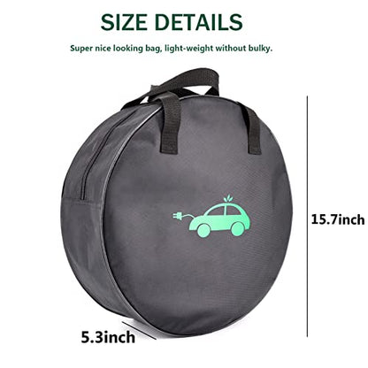 Electric Vehicle Charging Cable Organizer Bag - Heavy Duty Water Resistant Nylon Storage Bag for Jumper Cables, EV Extension Cords, Adapters, RV Sewer Pipe, Tools, Camper and Garden Hoses