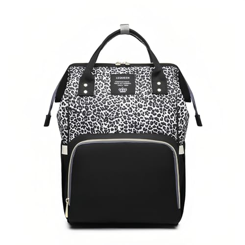 Leopard Print Diaper Bag Backpack Multi-Function Diaper Bag for Baby Care Waterproof Travel Baby Bag for Mom Gray - color: A-cheetah Gray