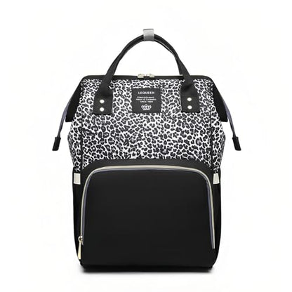 Leopard Print Diaper Bag Backpack Multi-Function Diaper Bag for Baby Care Waterproof Travel Baby Bag for Mom Gray - color: A-cheetah Gray