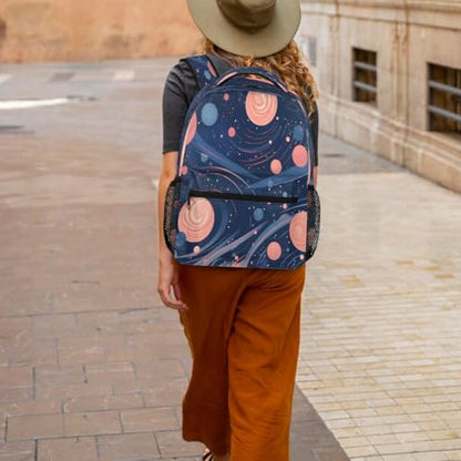 Large Backpack with 15.6 Inch Laptop Compartment, Abstract Pink Blue Adult Backpack for Work, Travel & School College Boys Girls - color: Abstract Pink Blue