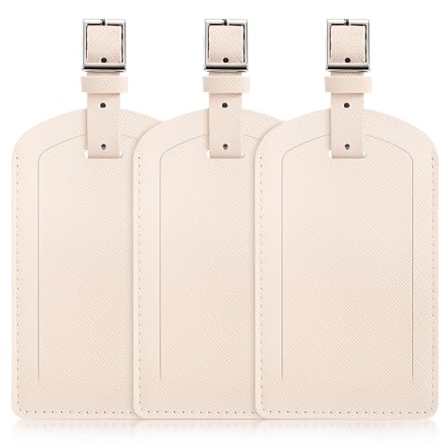 3 Pack Luggage Tags for Suitcases, TSA Approved Bag Tags, Baggage Tags with Privacy Protection, Travel Essentials Luggage Accessories, Cream White - color: Cream White