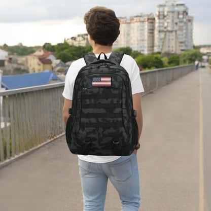 19'' Camo Backpack for Boys - Waterproof Tactical Bookbag for 15.6" Laptop Sleeve & MOLLE System for School Camping Travel - color: Camo Backpack Single Pack 4