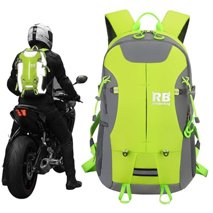 riderbag Reflective Motorcycle Backpack, Hi Viz Commuter Riding Bag | Designed by Riders for Everyday Rides with Laptop Compartment and Helmet Net. Built to Help You Be Seen. - color: Green