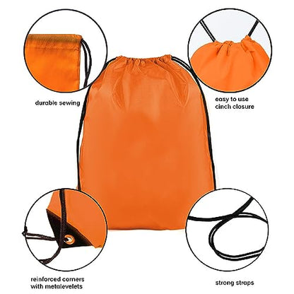 Drawstring Backpack Bulk 24Pcs Draw String Backpack Bags DIY Gym Sports Traveling Yoga Cinch Bag Sackpack Drawstring (orange) - color: Orange