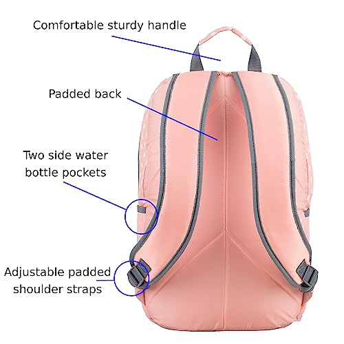 FUEL Lunch Backpack Teens Student Water Resistant Lunch Bookbag Bag Soft Reusable Insulated Cooler Lunch Box Set Travel Office Lunch Bag, Purple Lavender Flowers - color: Blush/Ash Gray/Polka Dots Print
