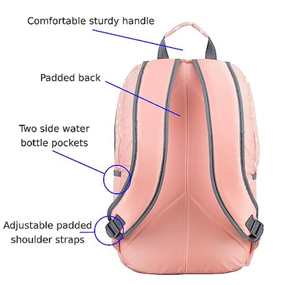 FUEL Lunch Backpack Teens Student Water Resistant Lunch Bookbag Bag Soft Reusable Insulated Cooler Lunch Box Set Travel Office Lunch Bag, Purple Lavender Flowers - color: Blush/Ash Gray/Polka Dots Print