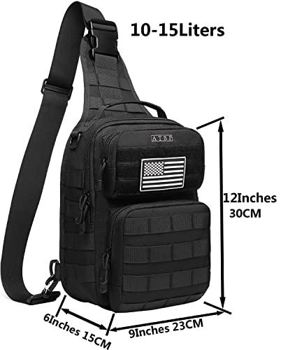 Tactical Sling Backpack With Holster Military Crossbody Bag for Men Single Shoulder Back Pack 10L - color: Black & Tan 2
