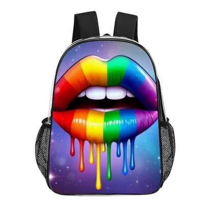 Shoulder Book Bags Polyester Multipurpose Anti-Theft Lgbt Gay Homosexual Lesbian Rainbow Lips Carry On Bag Large Capacity Travel Hiking Camping Rucksack - color: Pattern 209