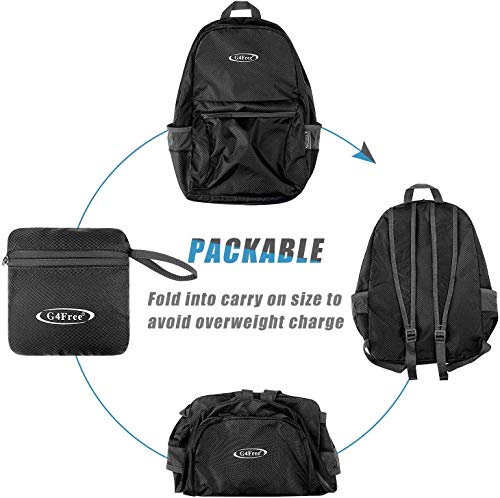 G4Free 20L Lightweight Packable Backpack Travel Hiking Daypack Foldable Backpack for Men Women - color: Black Update, size: 20L