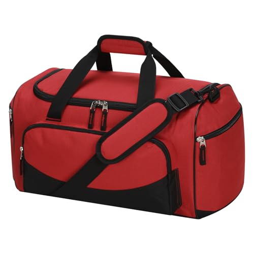 30L Gym Sport Duffle Bag - 17 inch Carry on Weekender Overnight Bag for Travel, Workout, Fitness (Red-30L) - color: Red