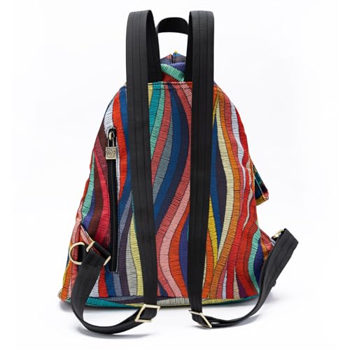 Black Butterfly Boho Backpack Purse for Women, Lightweight Fabric Daypack with Top Handle for Travel & Casual Daily Use - color: 50-multicolor