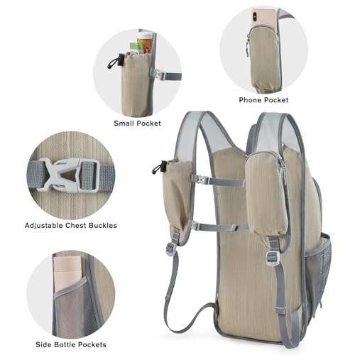 G4Free 15L Hiking Daypack Lightweight Travel Backpack Packable Outdoor Casual Foldable Shoulder Bag (Beige) - color: Beige
