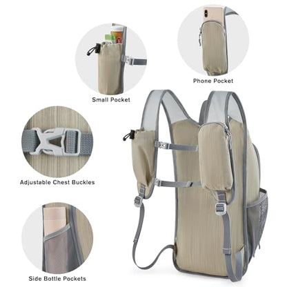 G4Free 15L Hiking Daypack Lightweight Travel Backpack Packable Outdoor Casual Foldable Shoulder Bag (Beige) - color: Beige