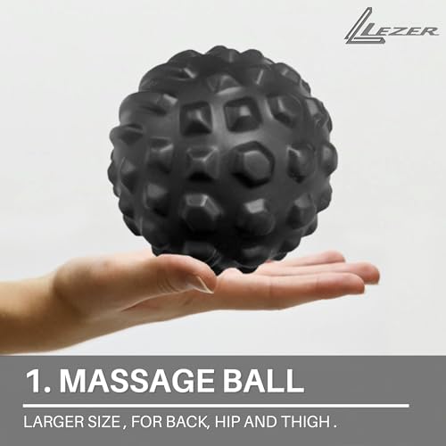 LEZER 4.7 inch Large Massage Ball Roller, Firm Therapy Ball, Deep Tissue Myofascial Release, Trigger Muscle Point, Pain Relief for Neck, Back, Psoas, Thigh, Hip Flexor