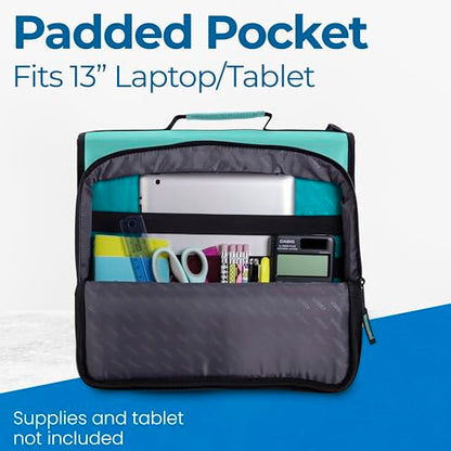 Case-it School Zipper Binder | 2" O-Rings | 350-Sheet | LT-007 Spearmint - color: Spearmint, size: 1 Pack