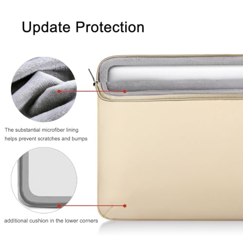 Voova Laptop Sleeve Case 15.6 16 Inch with Handle, 360° Protective Waterproof Slim Computer Bag Cover Compatible with MacBook Pro M2/M3/M4 16, HP Acer Lenovo Yoga ThinkPad Asus Laptop, Beige - color: Apricot, size: 15.6-16 Inch
