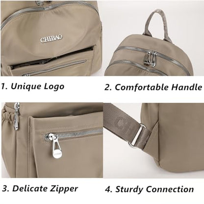 Mini Backpack Purse for Women Lightweight Nylon Casual Bag Small Daypacks for Work Travel (D Beige) - color: D Beige