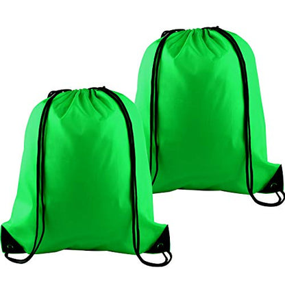 KUUQA 2Pcs Green Drawstring Backpack Bags Cinch Sack Bulk String Backpack Storage Bag - color: Green