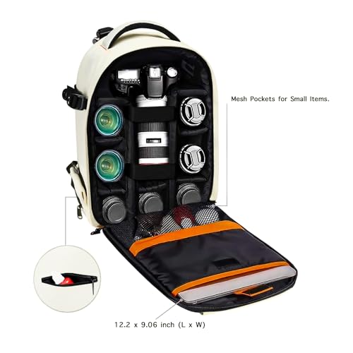 MOSISO Camera Backpack,DSLR/SLR/Mirrorless Photography Backpack Buffer Padded Shockproof Camera Bag with Customized Modular Inserts&Tripod Holder Compatible with Canon,Nikon,Sony etc, Beige - color: Beige