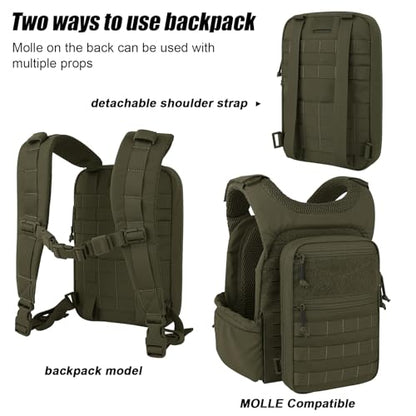 PETAC GEAR Tactical Molle Hydration Pack for 1.5L - Lightweight Water Reservoir Bag for Molle Vest Backpack, for Hiking, Hunting - style: RG no Bladder
