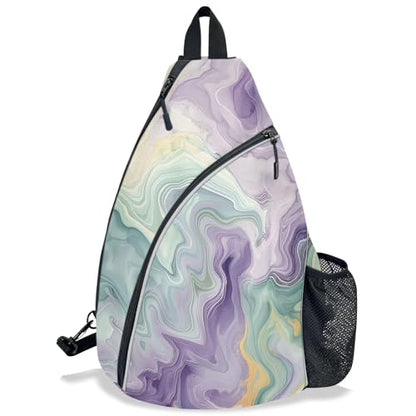 Pickleball Bag for Women Men Adjustable Crossbody Sling Backpack Hold Pickleball Paddle Water Bottle - color: Multicolor 13