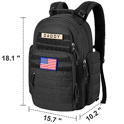 SHARKMOUTH Diaper Bag Backpack for Dad and Mom, Military Molle diaper Pack with Insulated Bottle Holders and Wipe Pocket - color: Black