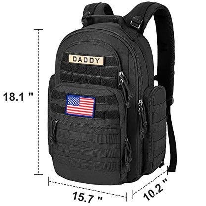 SHARKMOUTH Diaper Bag Backpack for Dad and Mom, Military Molle diaper Pack with Insulated Bottle Holders and Wipe Pocket - color: Black