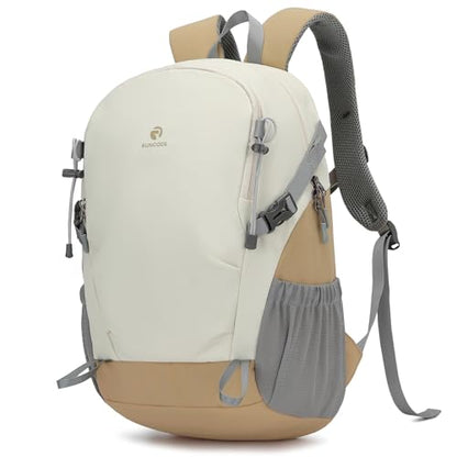 Hiking Backpack for Men Women, 25L Lightweight Travel Backpack Camping Daypack for Outdoors - color: White & Brown