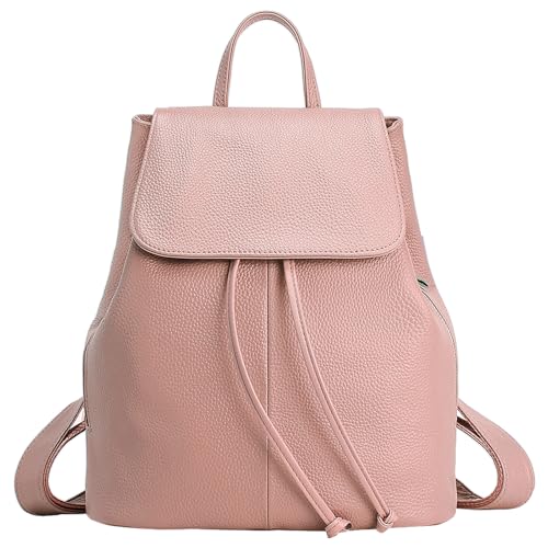 BOYATU Women’s Full-Grain Leather Backpack Purse, Minimal Structured Design, Work Commuter & City Travel, Compact Everyday Essentials, Fashion RFID Pocket Bag ((Pink) - color: Pink2