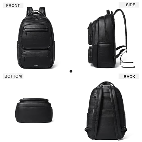 LATMAP Backpack For Women Men Vegan Leather Backpack Purse Shoulder Bookbag 17 16 15.6 Inch Laptop Bag Handbags For Travel Work College Large Black - color: Black