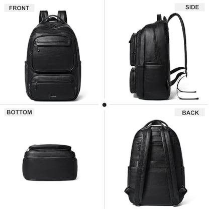 LATMAP Backpack For Women Men Vegan Leather Backpack Purse Shoulder Bookbag 17 16 15.6 Inch Laptop Bag Handbags For Travel Work College Large Black - color: Black