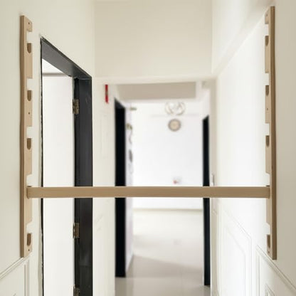 Leinuosen Doorway Pull-up Bar Sets Adjustable 5 Levels Wooden Doorway Pull-up Bar and 2 Door Frame with 6 Sets of Screw-in Heavy-duty Door-mounts to Fits 118cm - size: 100kg Load Capacity, style: with Locks