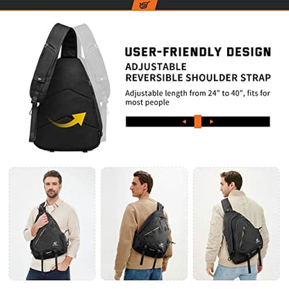 SKYSPER Sling Laptop Bag (Up to 13 Inch) - 18L Crossbody Sling Backpack Travel Shoulder Bag Hiking Daypack for Men Women(Black) - color: Black
