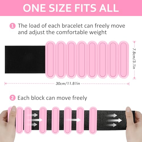 Adjustable Wrist & Ankle Weights Set of 2(1Lbs Each), Premium Silicone Wearable Weight Bracelets, Fits for Yoga, Pilates, Home Gym Workout, Dance, Pool Exercises, Jogging, Cardio, Strength Training - color: Pink