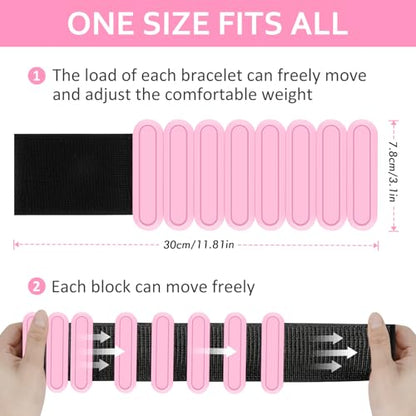 Adjustable Wrist & Ankle Weights Set of 2(1Lbs Each), Premium Silicone Wearable Weight Bracelets, Fits for Yoga, Pilates, Home Gym Workout, Dance, Pool Exercises, Jogging, Cardio, Strength Training - color: Pink