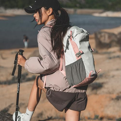 Small Hiking Backpack with Chest Strap for Women, 20L Lightweight Waterproof Travel Backpack with Padded Straps, Durable Cute Casual Hiking Daypack for Traveling Camping, Pink - color: White+pink